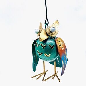 Hand Forged and Painted Metal Owl Ornament